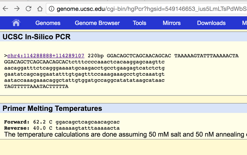 Non-disease Forward and Reverse Primers