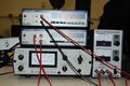 Figure 2:Again the two mutlimeters and the two power supplies (bottom Gelman - electrodes, right Soar - Helmholtz coils).