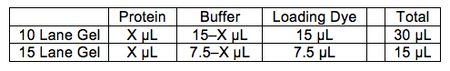 Gel loading conditions