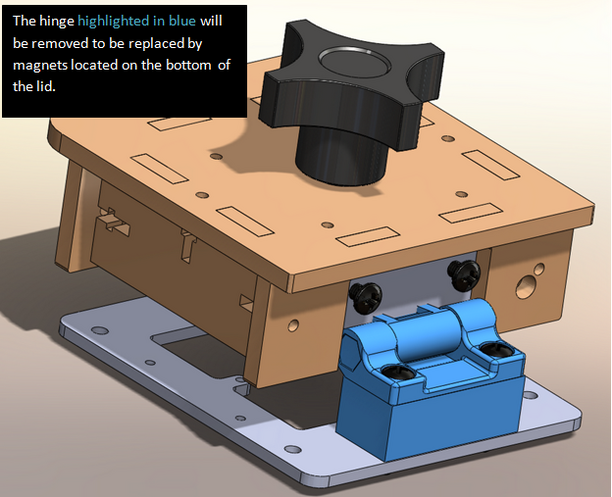 Lid with highlighted area for magnets