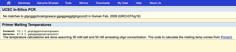 Results of disease SNP primer pair