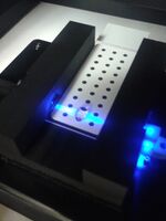 A sample droplet is placed on a hydrophobic slide. Photo: Thurs. 9:30am Group 17