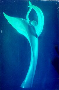 3D blue holographic image by sculptor Eileen Borgeson[http://www.eileenborgeson.com/default.htm