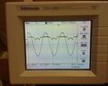 Ocilloscope readout showing resonance signal beginning to show