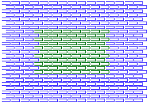 Large canvas (blue) with L-DNA (green) templated on top