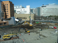 Excavating for the curtain wall, April 3, 2008